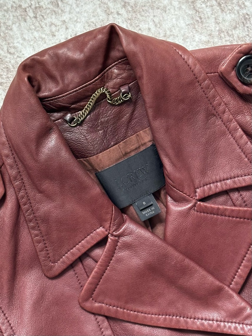 J.Crew Collection Leather Bomber in Burgundy - EUC - Picture 7 of 9
